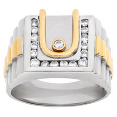 Vintage Men's Ring in 18k Yellow Gold with Diamond Accents