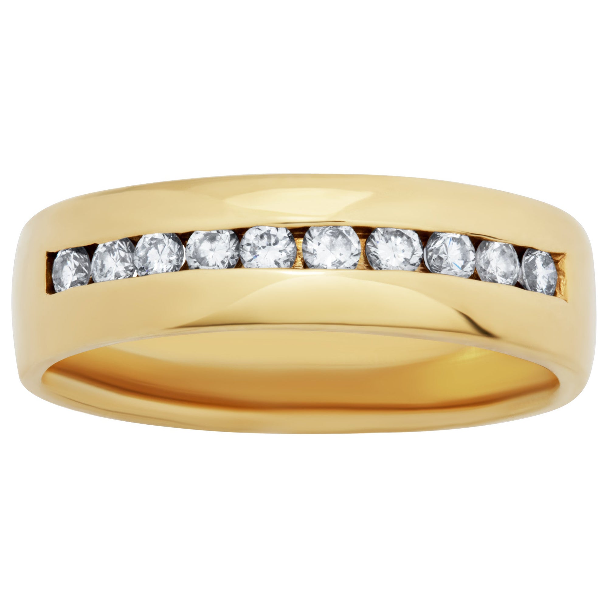 Semi Diamond Eternity Band and Ring in 14k yellow gold. 0.50 carats in channel 