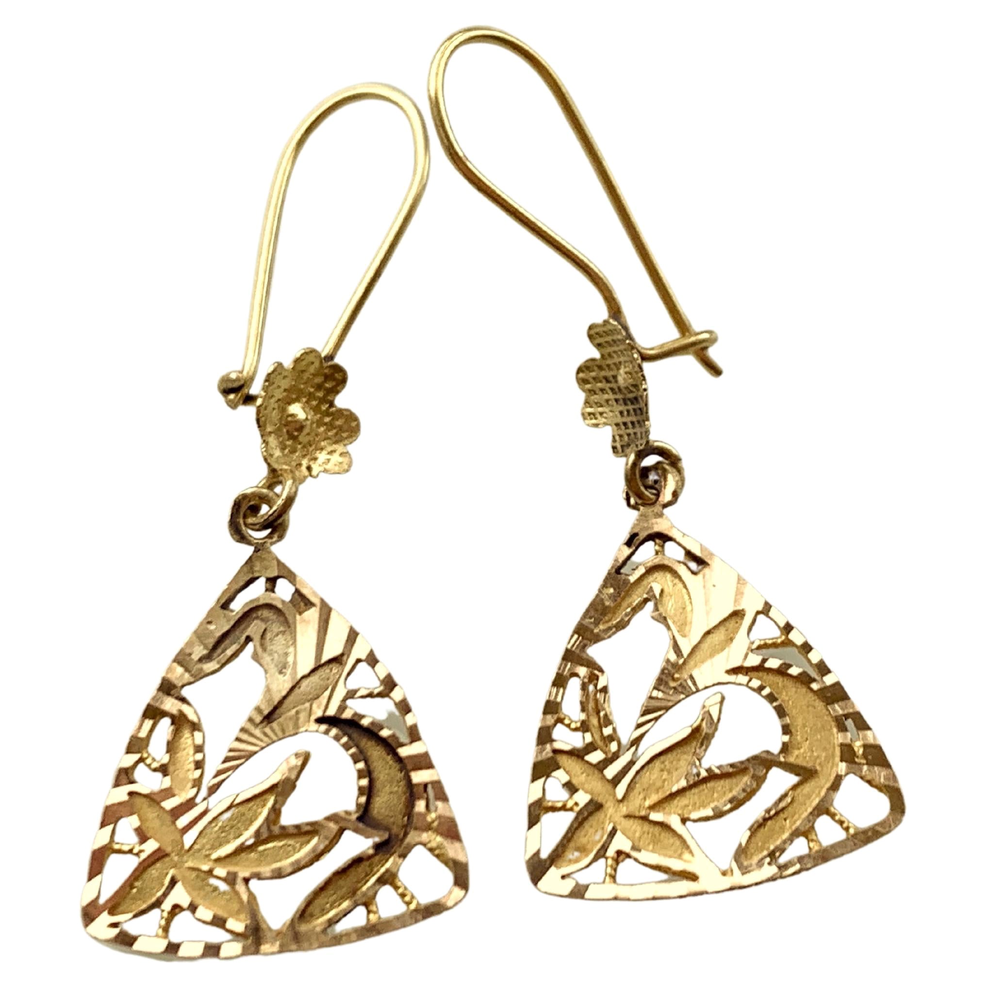 Antique 14ct Gold Earrings For Sale
