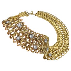 Slinky and Sensuous, Italian 18K Gold Mesh Necklace with Diamonds