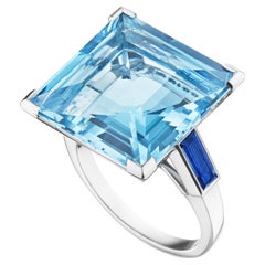 Aquamarine and Sapphire Ring by Siegelson, New York