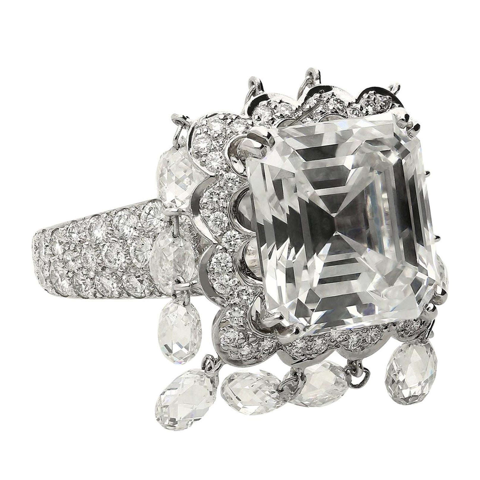 Boucheron "Laperouse" 8.03 Carat Emerald Cut G VS1 GIA Certified Diamond Ring For Sale