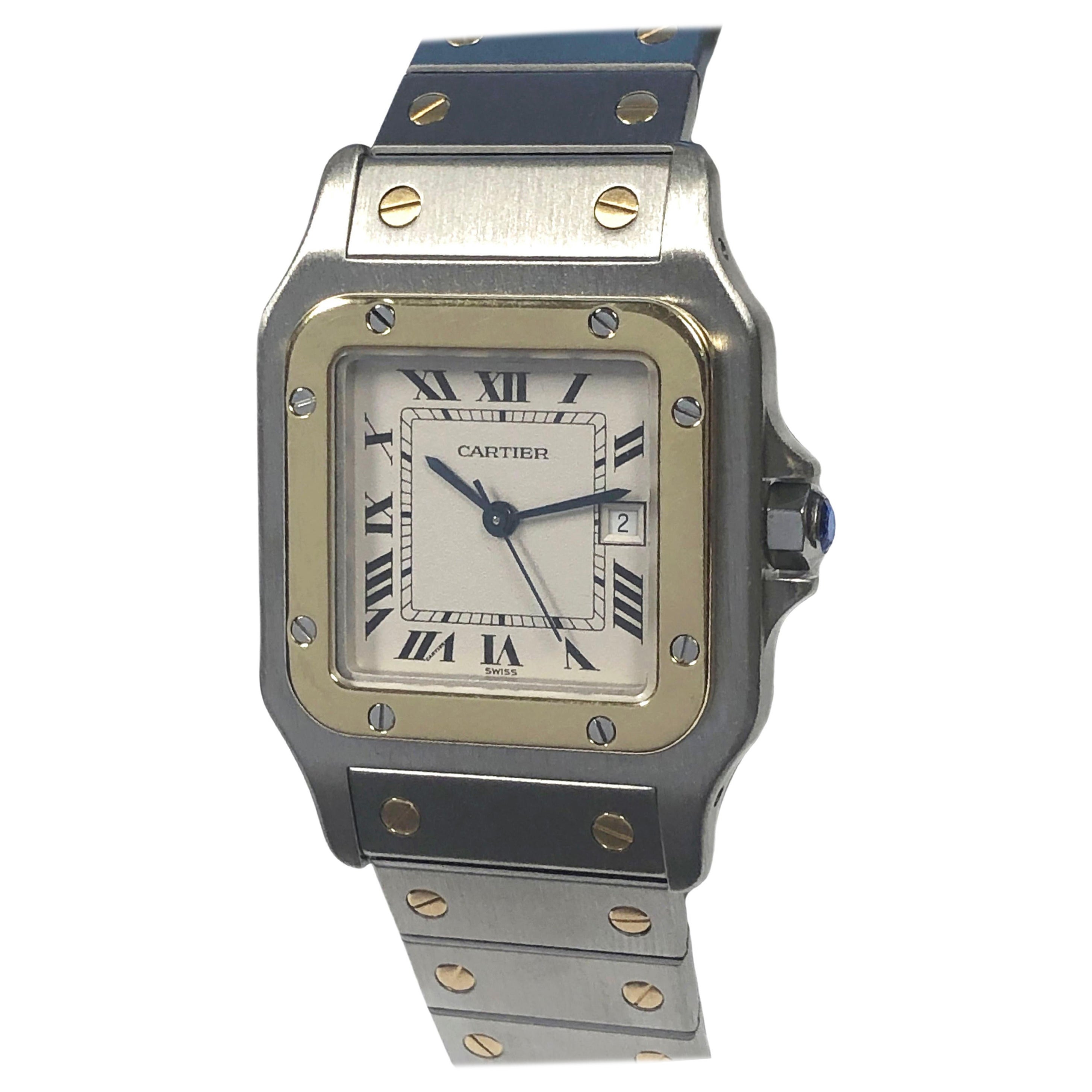 Cartier Santos Galbee Steel and Gold Automatic Wrist Watch
