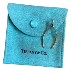 Tiffany & Co. 14k Yellow Gold Wishbone Charm / Pendant w/Pouch Vintage