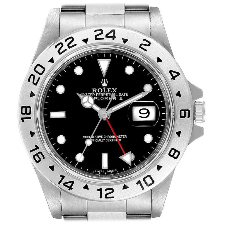 Rolex Explorer II Black Dial Automatic Steel Mens Watch 16570 at 1stDibs