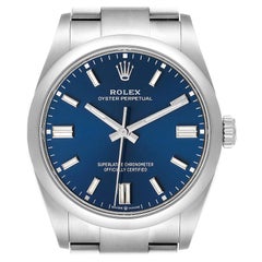 Rolex Oyster Perpetual Blue Dial Steel Mens Watch 126000 Unworn