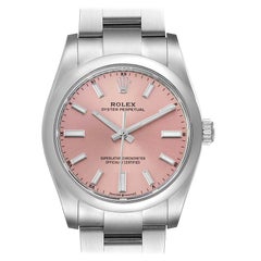 Rolex Oyster Perpetual 34mm Pink Dial Steel Mens Watch 124200 Unworn