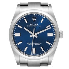 Rolex Oyster Perpetual Blue Dial Steel Mens Watch 126000 Unworn