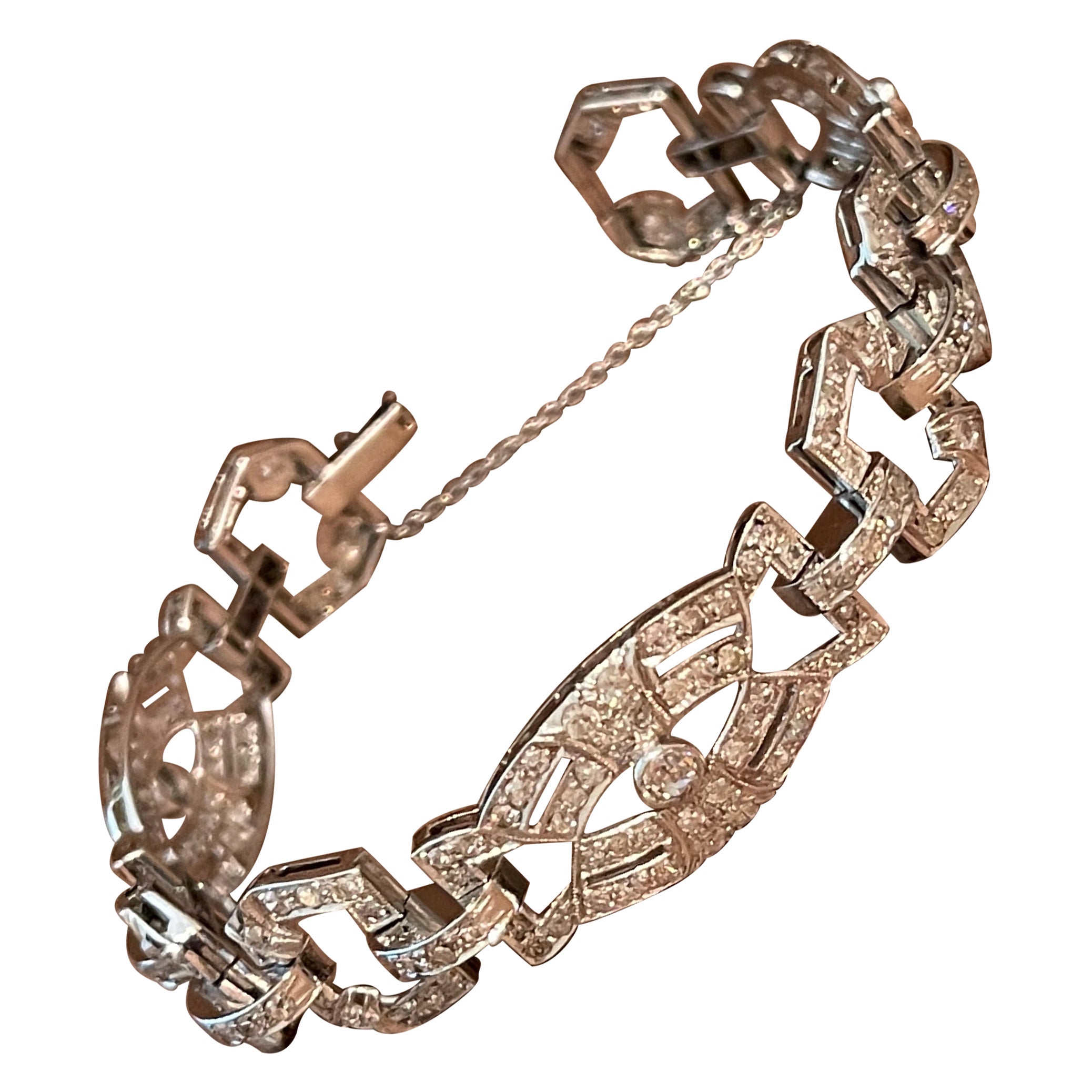 Bracelet Art déco en platine avec diamants, 1920 en vente
