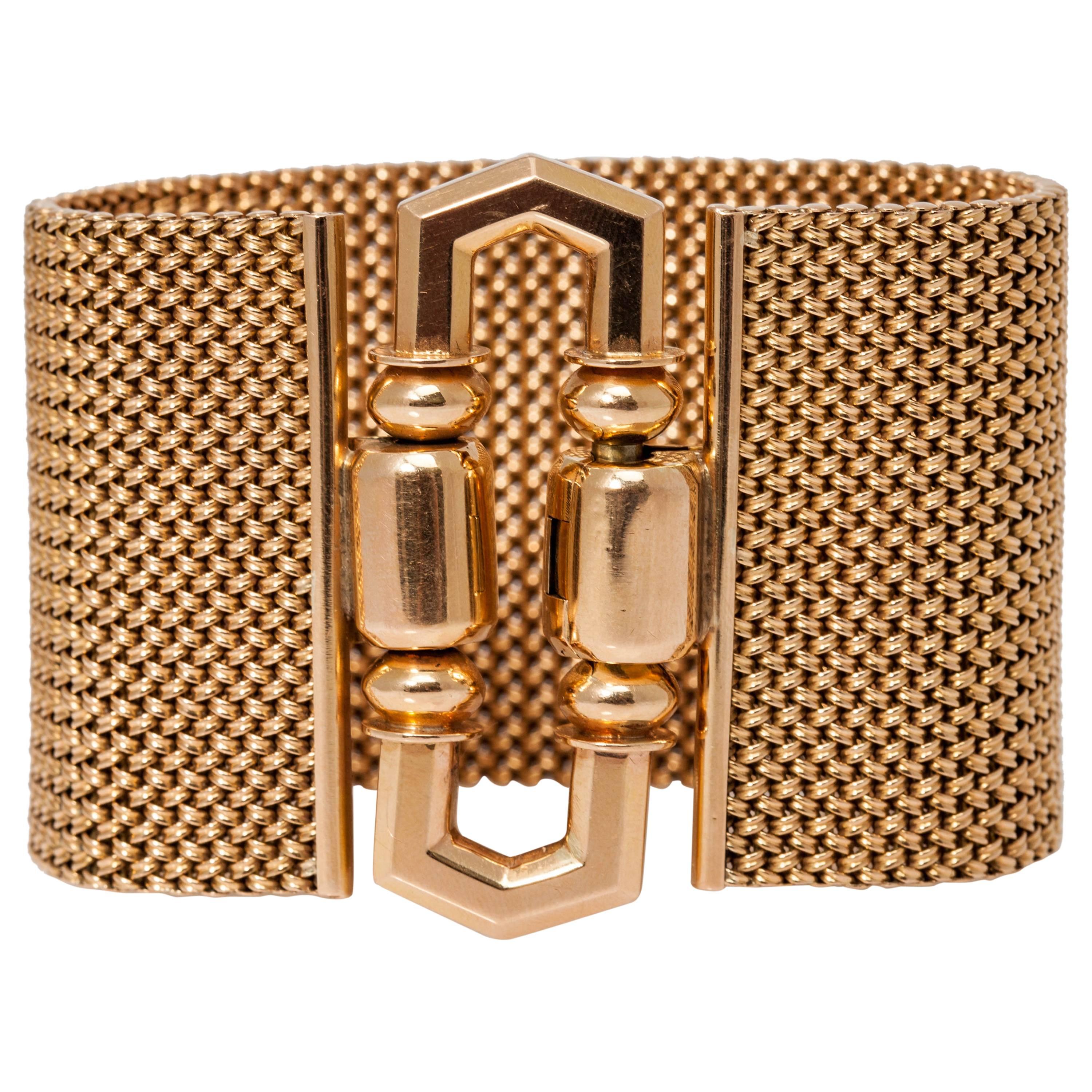 1940s Retro Italian Gold Buckle Bracelet 