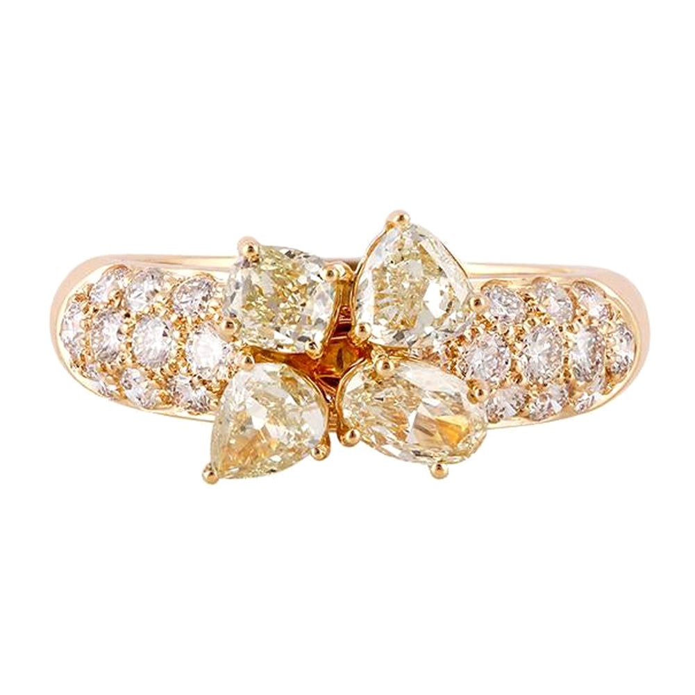 Yellow Diamond Ring Studded in 18K Yellow Gold