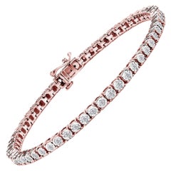 Rose Gold Plated Sterling Silver 1.0 Carat Diamond Round Faceted Tennis Bracelet