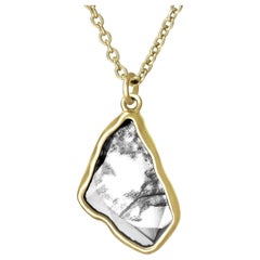 1.86ct Diamond Faceted Shard Yellow Gold Pendant Drop Necklace, Lola Brooks