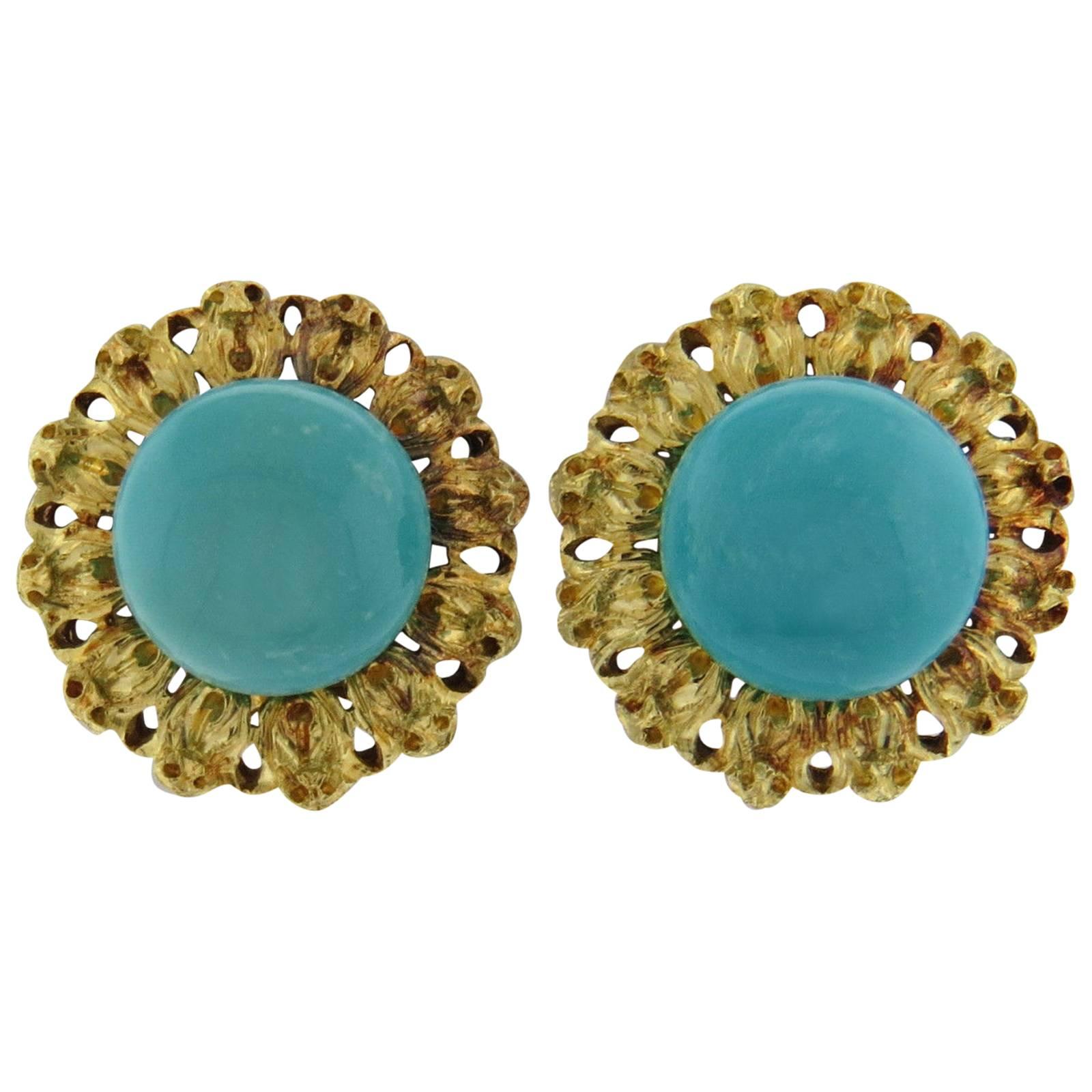 Mario Buccellati Turquoise Gold Earrings