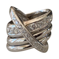 Vintage Maria Grazia Cassetti 18kt White Gold and Diamond Fashion Ring 