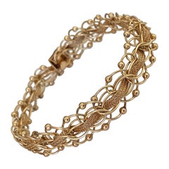 Retro Gold Rope and Mesh Link Bracelet 