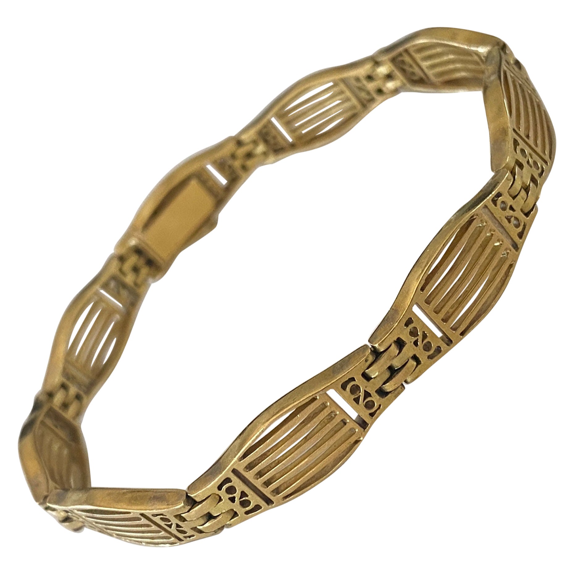 Art Deco 18kt Yellow Gold French Link Bracelet 