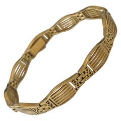 Antique Art Deco 18kt Yellow Gold French Link Bracelet 