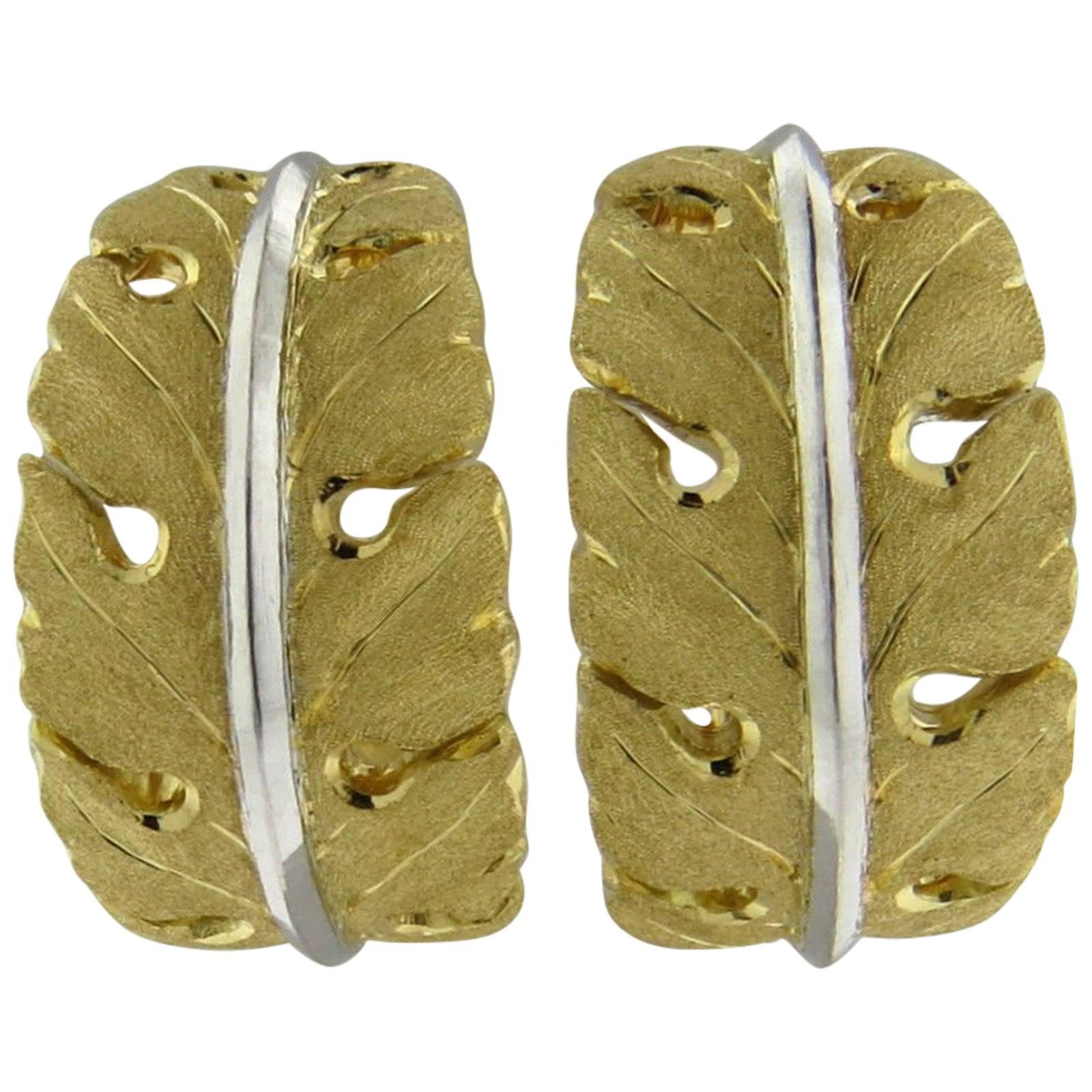Buccellati Gold Leaf Hoop Earrings