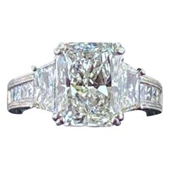Platinum 5.01 Ct Radiant Cut Diamond Ring, GIA