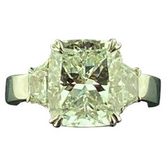 Platinum 5.02 Ct Cushion Cut Diamond Ring, GIA