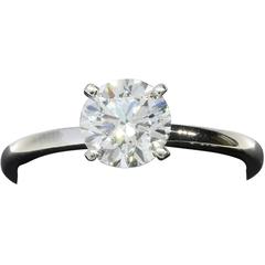 1.0 Carat GIA Cert Round Brilliant Diamond Platinum Solitaire Engagement Ring 