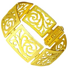 Alex Soldier 18 Karat Gold Ornament Contrast Texture Link Bracelet One of a Kind