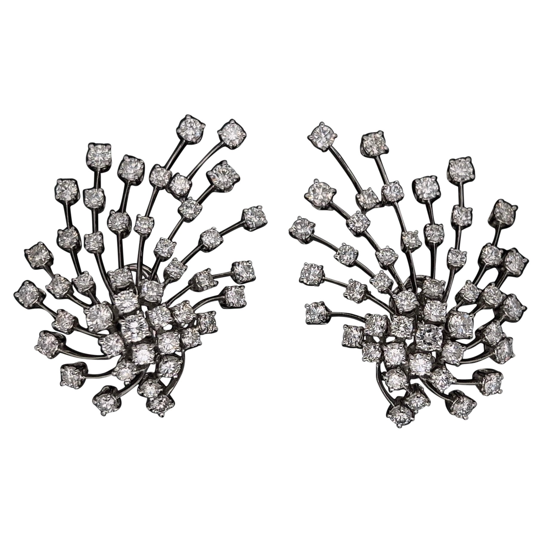 Fabulous Diamond Gold Spray Design Earrings For Sale (Free Shipping) at 1stDibs