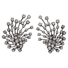 Designer Diamond Spray Articulated Stefan Hafner Earrings Estate Fine Jewelry