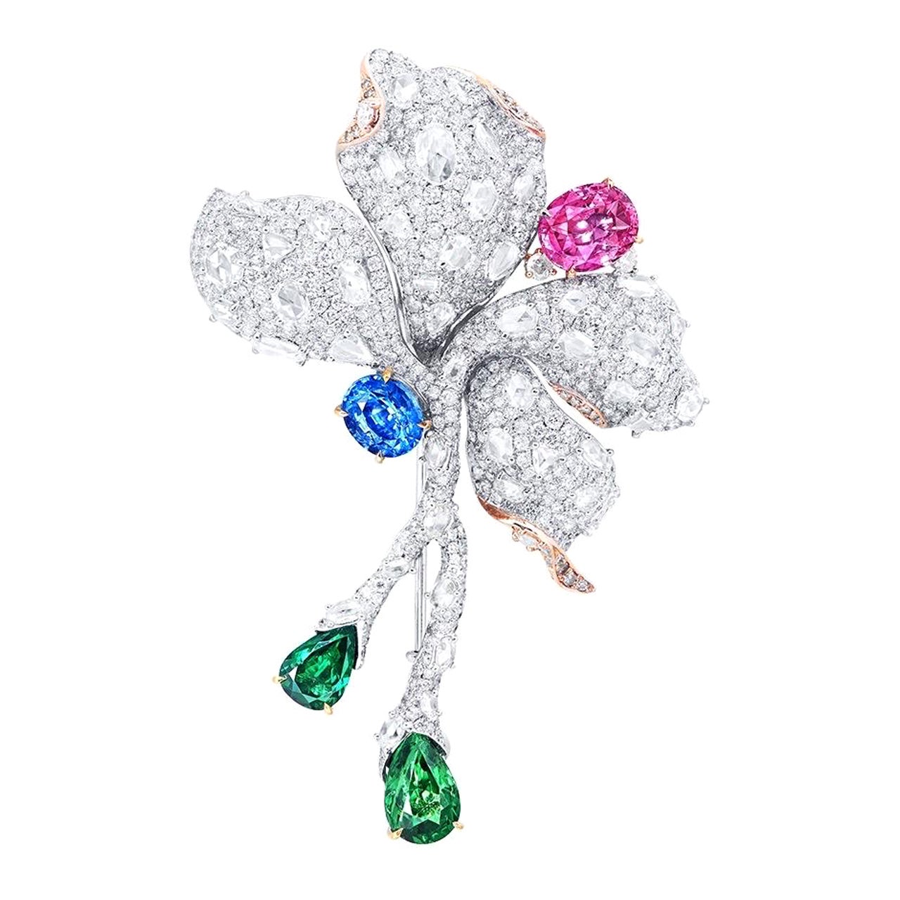 Emilio Jewelry Broche fleur multicolore 
