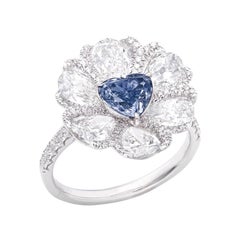 Emilio Jewelry Gia Certified 1.00 Carat Fancy Blue Heart Diamond Ring