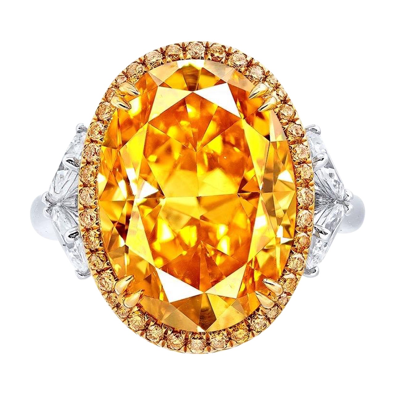 Emilio Jewelry GIA Certified Fancy Deep Orange Yellow Diamond Ring  For Sale