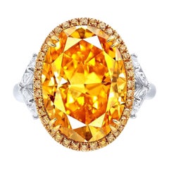 Used Emilio Jewelry GIA Certified Fancy Deep Orange Yellow Diamond Ring 