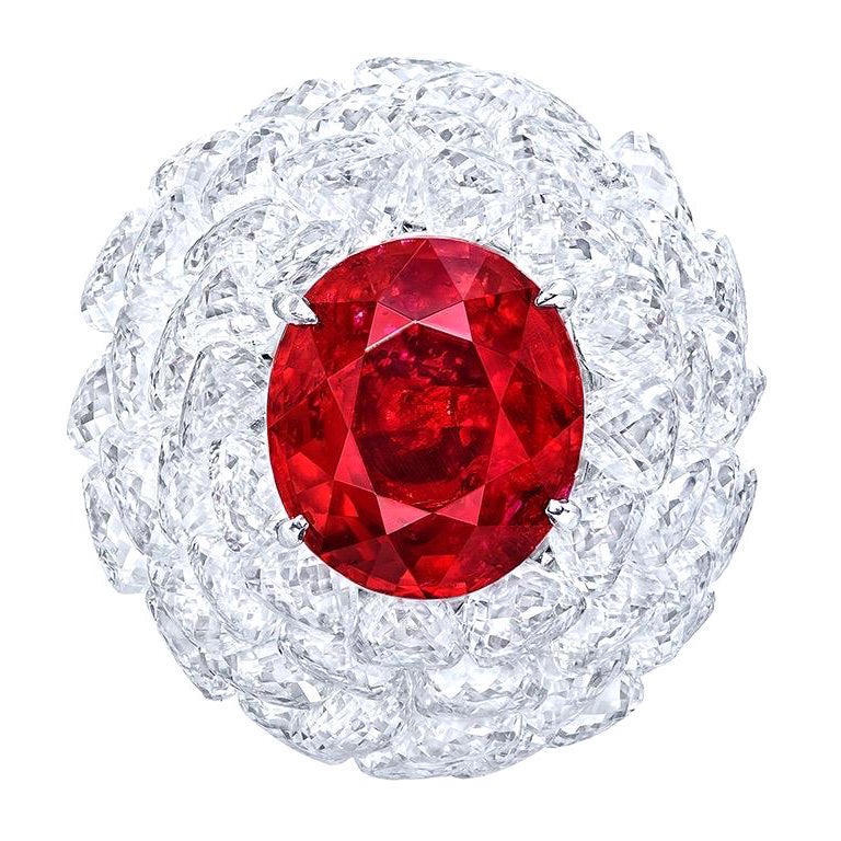 Emilio Jewelry Gubelin Certified 6.00 Carat No Heat Ruby Ring For Sale