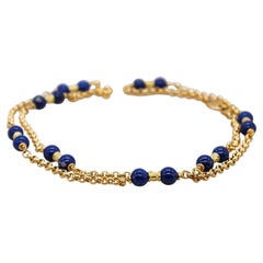 Lapis Lazuli Beads and 18 Karat Yellow Gold Necklace