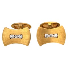 18KT Yellow Gold .55Ct Diamond Bow Tie Shaped Cuff Links