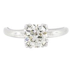 Antique Art Deco Platinum 1.34ctw GIA European Diamond Solitaire Engagement Ring