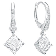 Emilio Jewelry Gia Certified 4.18 Carat Asscher Cut Diamond Earrings 