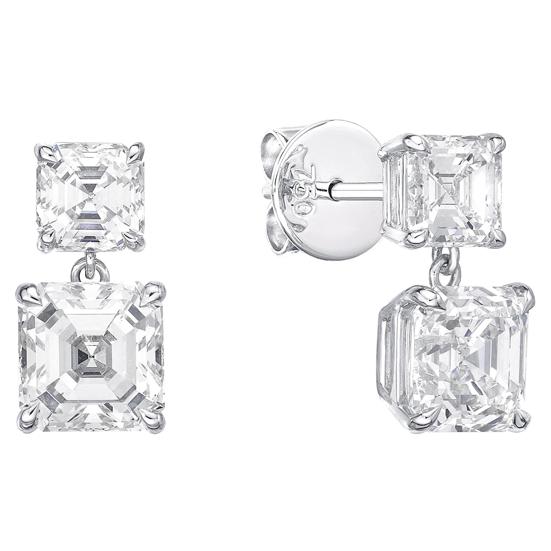 Emilio Jewelry Gia Certified 5.68 Carat Asscher Cut Diamond Stud Earrings 
