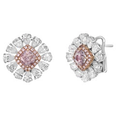 Emilio Jewelry, clous d'oreilles fleur en diamants roses de 5,03 carats 