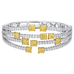 Emilio Jewelry Bracelet jonc tapis classique rouge à diamants jaunes de 12,74 carats