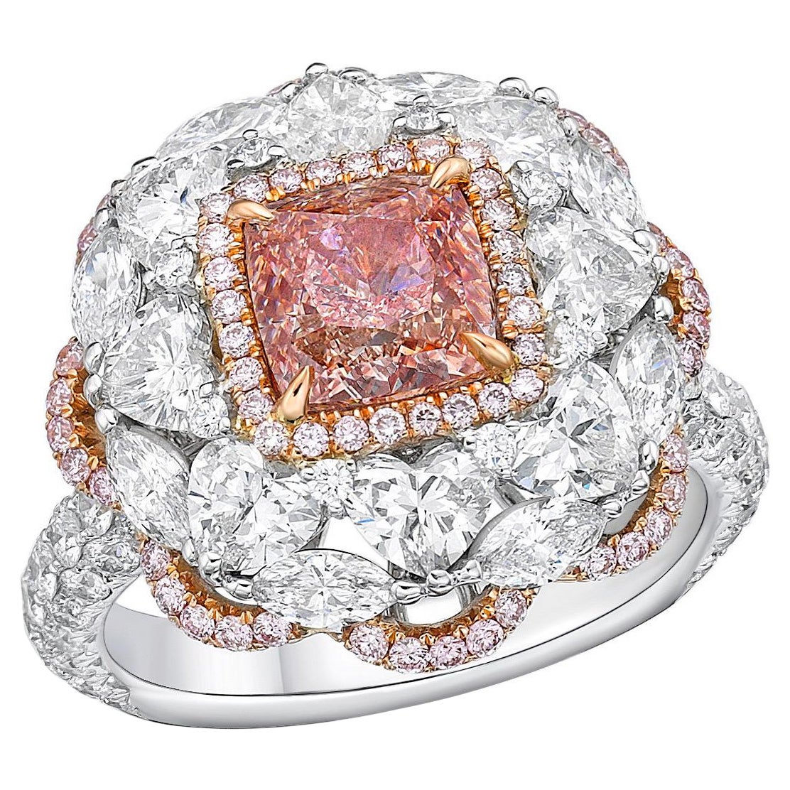 Emilio Jewelry, bague en diamant rose fantaisie de 1,50 carat certifié GIA