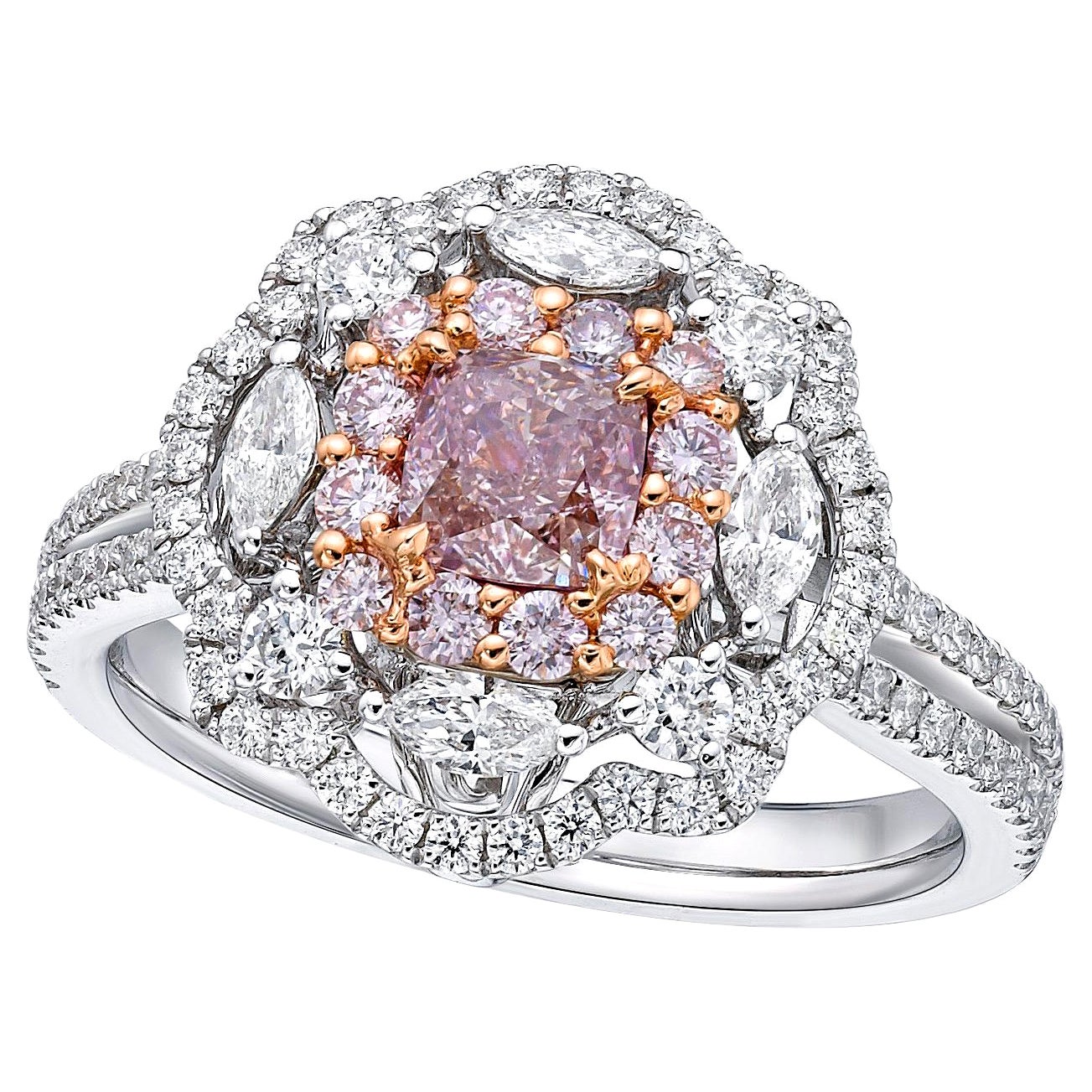 Emilio Jewelry 1.57 Carat Pink Diamond Cushion Engagement Ring For Sale