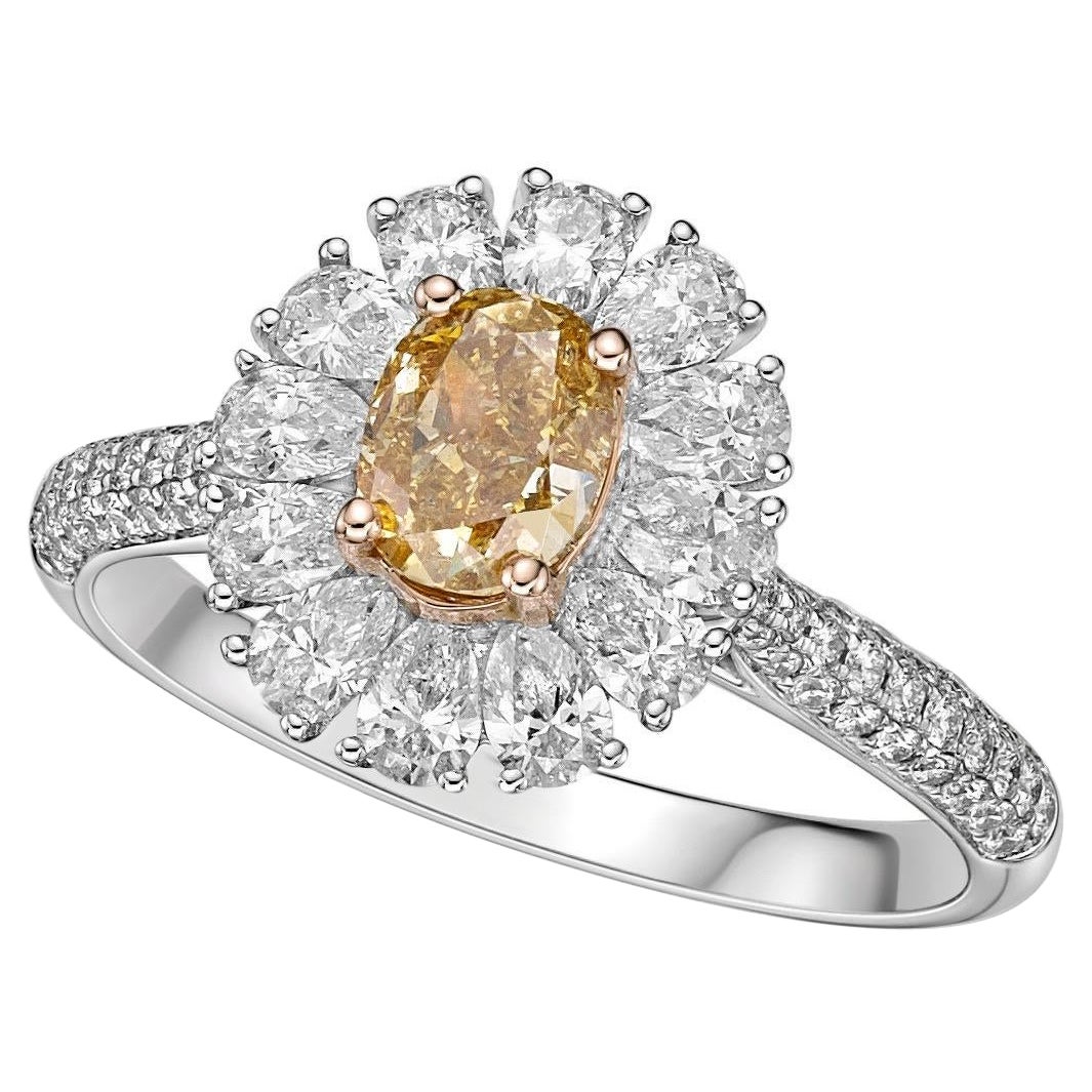 Emilio Jewelry .63 Carat Intense Orange Yellow Diamond Ring  For Sale