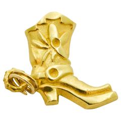 Vintage Gold Cowboy Boot Charm