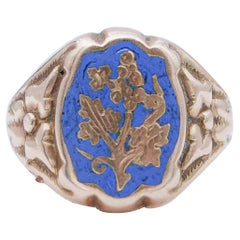 Enamel, 12 Karat Rose Gold Retrò Ring