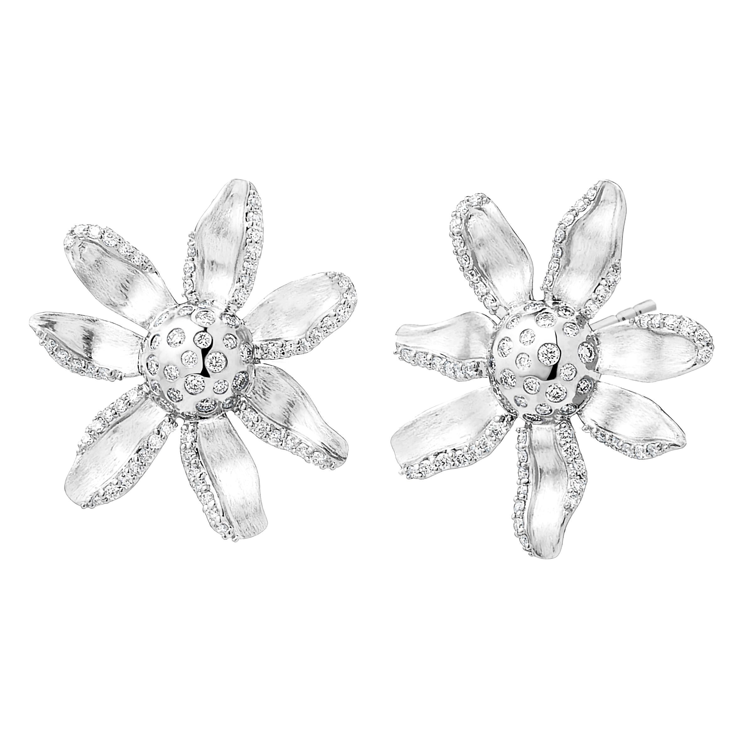 Syna Sterling Silver Jardin Flower Earrings with Diamonds