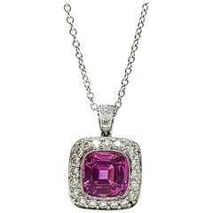 Tiffany & Co. Pink Sapphire Diamond Platinum Pendant