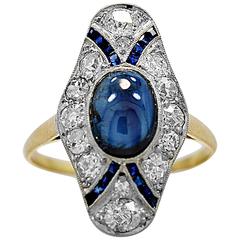 Antique 1.85 Carat Natural Sapphire Diamond Platinum Fashion Ring 