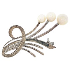 Mikimoto Estate Akoya Pearl Brooch Sterling Silver 6.5 mm 5 Grams